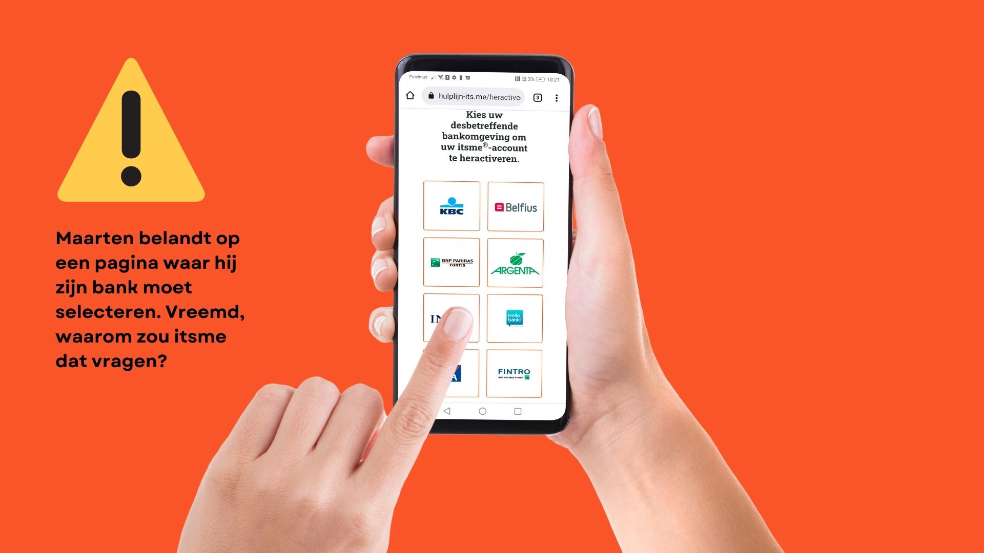 Bank selecteren op een phishingwebsite